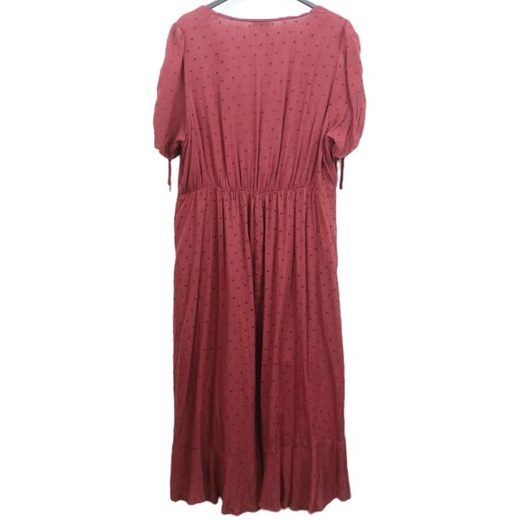 Torrid Midi Swiss Faux Wrap Flowy Linen Surplice Dress Size 0 (12, LARGE) - Picture 6 of 11